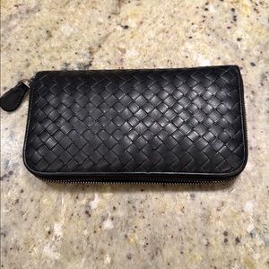 Bottega Veneta Black Woven Wallet